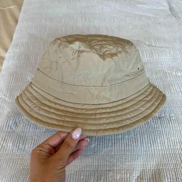 NWT Sandro Paris Quilted Daisy Drawstring Olive Green Bucket Hat Womens OS Paris Women main image 3